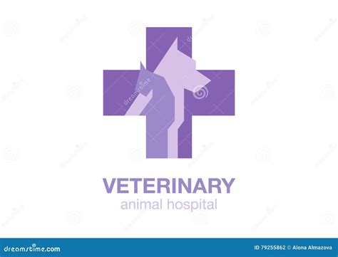 Veterinary Cross And Pets On White Background Stock Vector