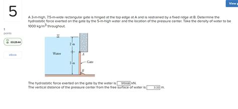 Solved A M High M Wide Rectangular Gate Is Hinged At Chegg