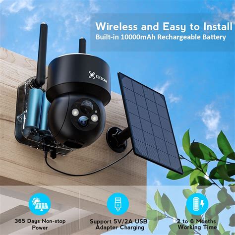 COCOCAM Solar Security Camera 1080P PTZ Camera Outdoor Wireless