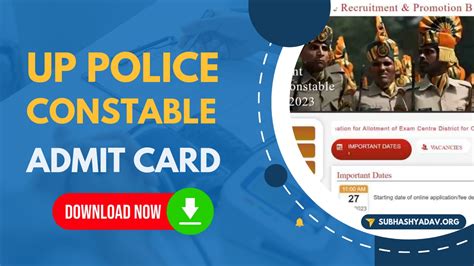 UP Police Constable Admit Card 2024 (Release): Download Direct Link ...