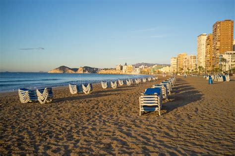 Holiday in Benidorm beach stock image. Image of destination - 35107881