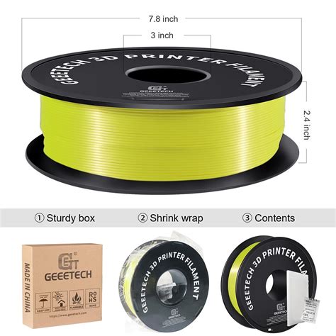 Geeetech Silk PLA 3D Printer Filament 1 75mm 1KG Silk Yellow For FDM 3D