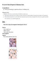 Exercise 4 Pre Lab 4A Physical Properties Of Sedimentary Rocks Fall