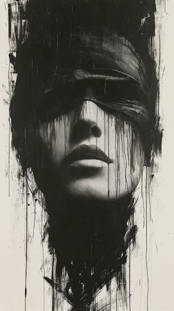 Premium Photo | Black and White Painting Depicting a Womans Face