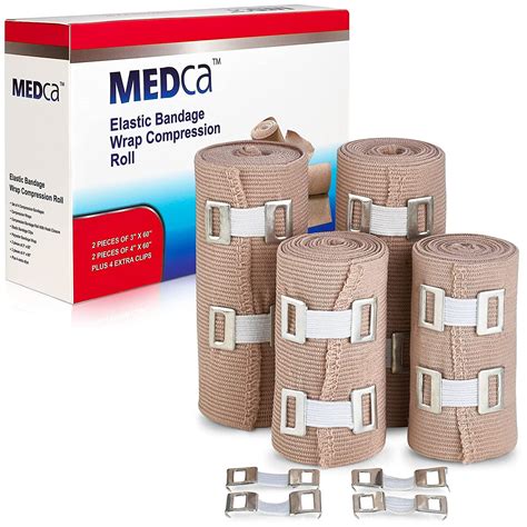 Medca Soft Elastic Compression Bandage Wrap â€“ 4 Count Bandage Roll Pack Of 1