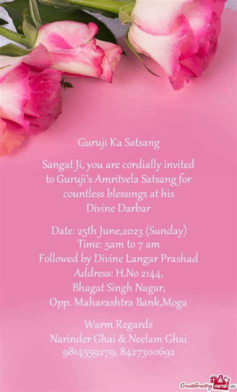 To Gurujis Amritvela Satsang For Free Cards