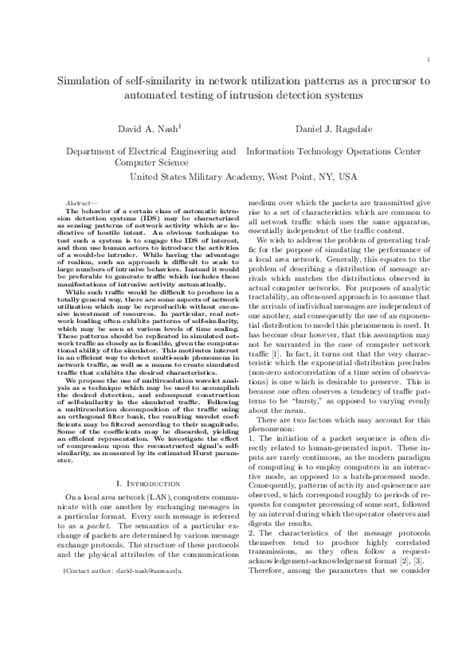 Pdf Simulation Of Self Similarity In Network Utilization Patterns As