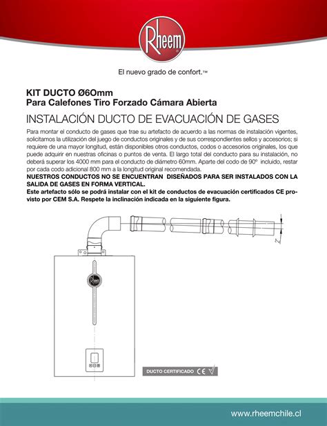 KIT DUCTO TIRO FORZADO RHEEM 60MM Ct MORETOCLIMA Profesionales De