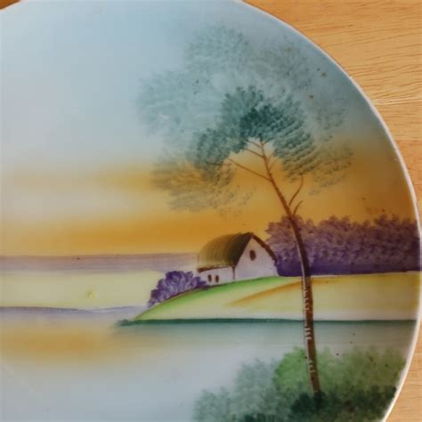 Vintage Meito China Crown Japan Hand Painted Landscape Plate Etsy