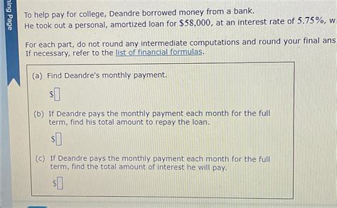 Solved To Help Pay For College Deandre Borrowed Money From Chegg