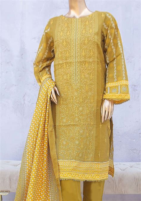 Bin Saeed Ready Made Embroidered Cotton Dress Db24461