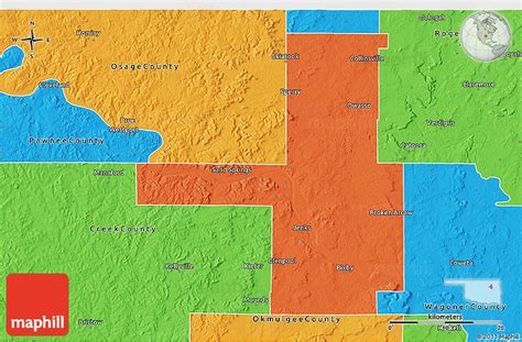 Political 3D Map of Tulsa County