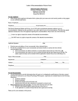 Fillable Online Cas Umkc Letter Of Recommendation Waiver Form Cas