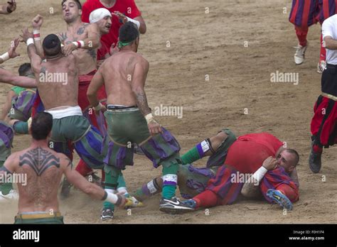 Calcio Fiorentino also known as 'Historic Football' is played out between the Reds of Santa ...