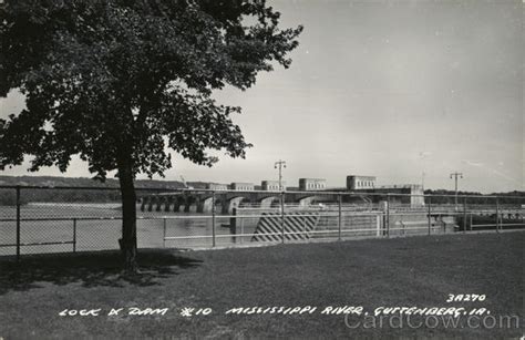 Lock And Dam No10 Mississippi River Guttenberg Ia Postcard