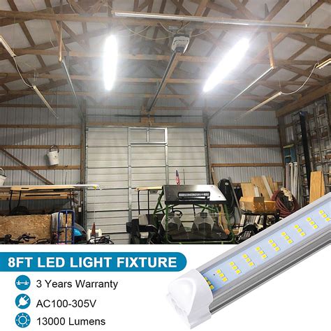 Ft Led Shop Lights Fixture W Lm K Cool White Flat Row