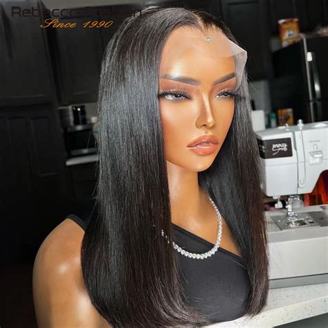 Perruque Bob Lace Front Wig Br Silienne Naturelle Lisse Cheveux Courts