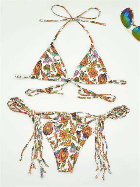 Wholesale Youthful Printed Tie Wrap Two Piece Bikini Sets Dzo