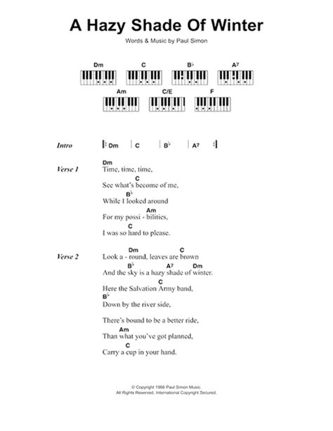 A Hazy Shade Of Winter By Simon And Garfunkel Piano Digital Sheet