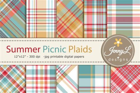 Summer Picnic Plaids Digital Papers Graphic By Jennyl Designs