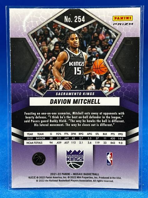 Panini Mosaic Green Prizm Davion Mitchell Rookie Rc