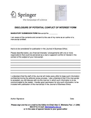 Conflict Of Interest Form Template Complete With Ease AirSlate SignNow