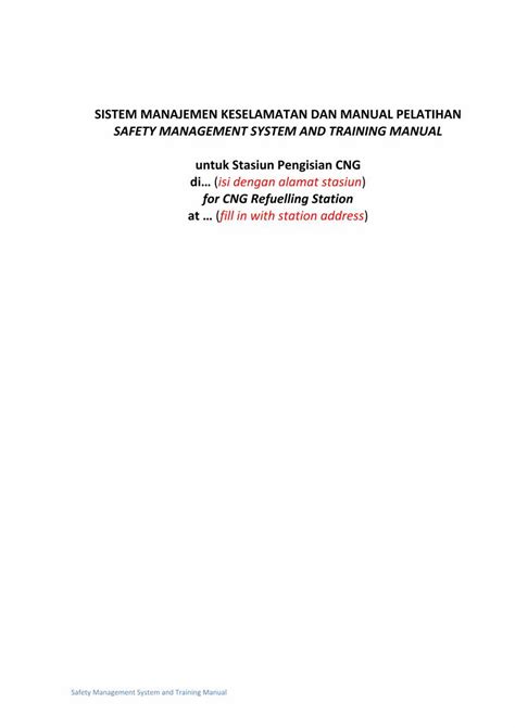 Pdf Sistem Manajemen Keselamatan Dan Manual Pelatihan Safety