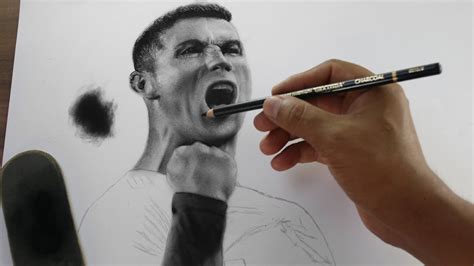 Como Dibujar A Cristiano Ronaldo Con Carboncillo Charcoal YouTube