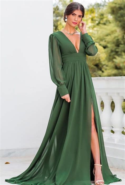 Vestido Verde Oliva Longo Modelos Para Madrinhas De Casamento E Con