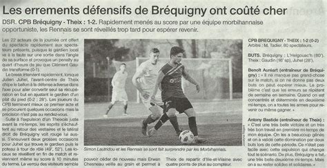 Cercle Paul Bert Foot BréquignySeniors H DSR défaite 1 2 face à Theix