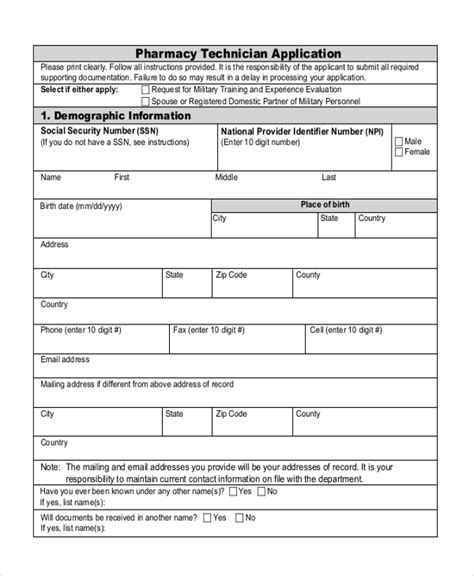 FREE 11 Sample Pharmacy Job Application Forms In PDF Word