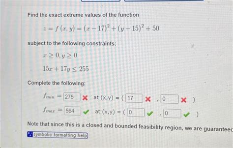 Solved Find The Exact Extreme Values Of The Function