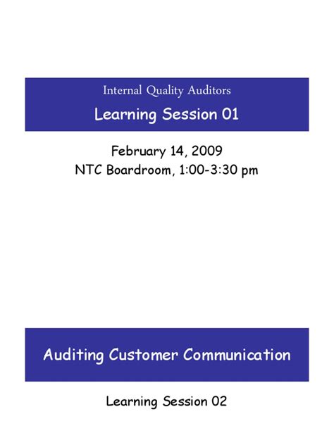 Iqa Learning Session Customer Communication Pdf Iso 9000 Audit