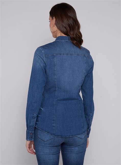 Camisa Dudalina Ml Jeans Super Slim Stretch Feminina