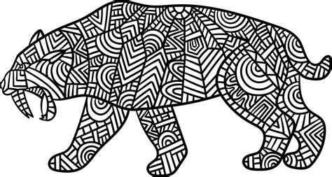 Smilodon Mandala Coloring Pages For Adults Vector Art At Vecteezy