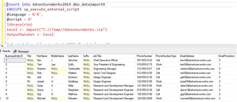 Import And Export Data Using R And Sql Server