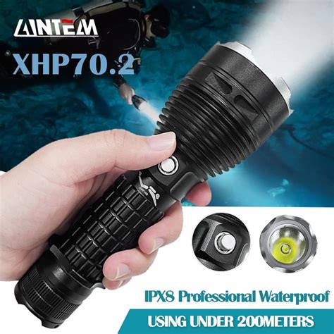 XHP70 2 Powerful 8000LM Underwater 200m LED Scuba Diving Flashlight