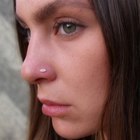 14k Solid Gold Nose Stud 22g Nose Stud Gemstone Piercing Etsy