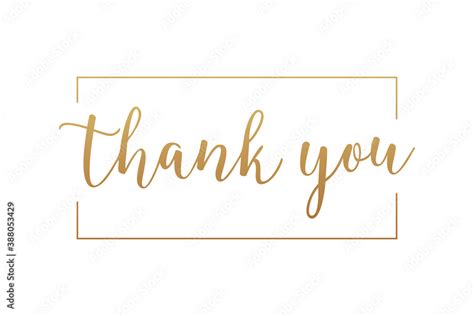 Thank You Card Gold Text Handwritten Calligraphy Lettering With Square