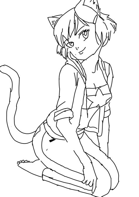 Раскраски Аниме Девушек Кошек - 70 фото