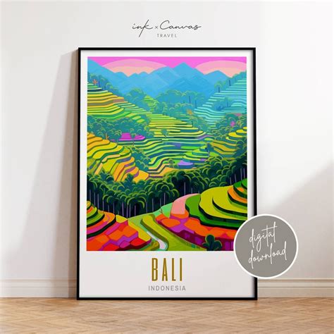 Bali Travel Poster Indonesia Travel Prints Maximal Decor Mid - Etsy