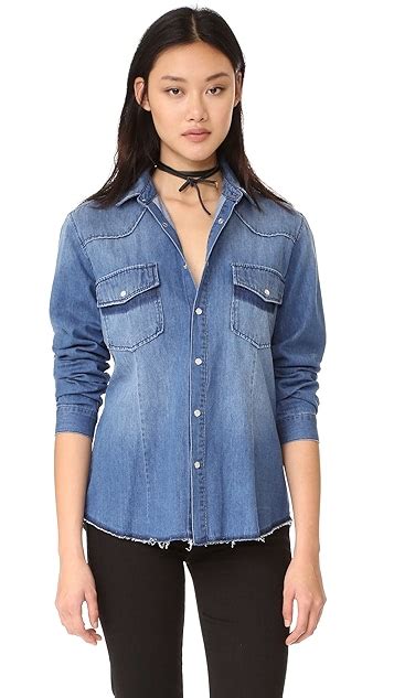 Frame Frayed Denim Shirt Shopbop