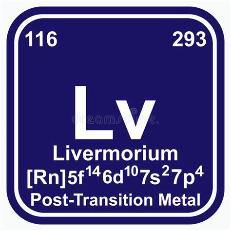 Livermorium Element From The Periodic Table Stock Illustration - Illustration of rendered, text ...