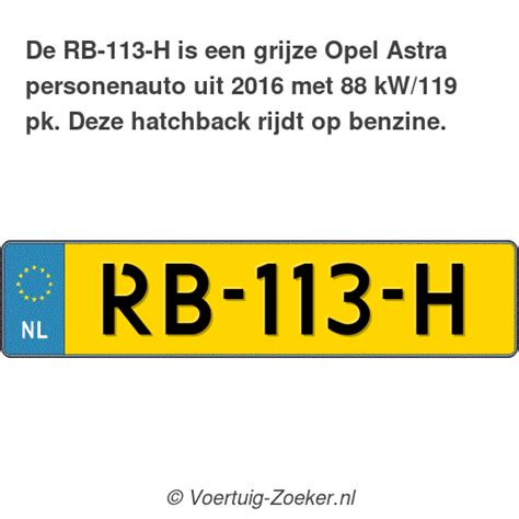 Kenteken RB 113 H Opel Astra Auto RB113H Voertuig Zoeker Nl