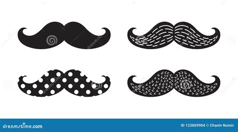 Mustache Vector Icon Logo Illustration Character Polka Dot Doodle Stock