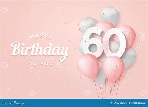 Happy 60th Birthday Balloons Greeting Card Background Stock Vector