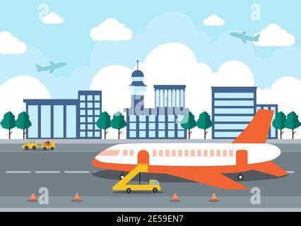 Air Travel Infographic Elements With Airplane Airport Design Elements