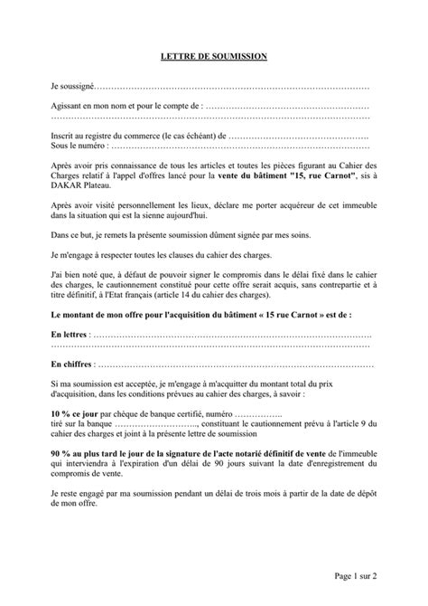 Exemple De Lettre De Soumissions