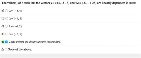 Solved The value(s) of lambda such that the vector v1 = (4, | Chegg.com