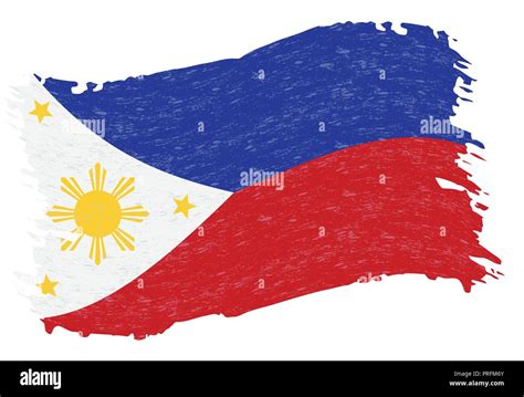 Flag Of Philippines Grunge Abstract Brush Stroke Isolated On A White